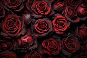 Red Roses Texture Background Generative AI photo