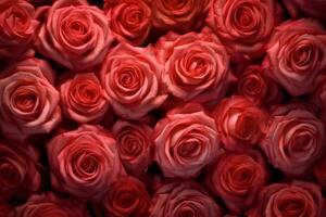 Red Roses Texture Background Generative AI photo