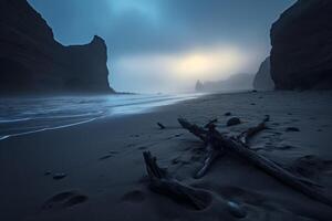Washed Up Debris on a Scenic Beachscape photo