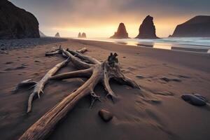 Washed Up Debris on a Scenic Beachscape photo