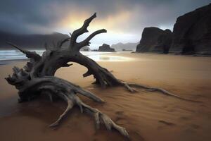 Washed Up Debris on a Scenic Beachscape photo
