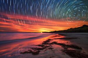 escénico crepúsculo paisaje de playa generativo ai foto