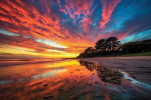 Scenic Twilight Beachscape Generative AI photo