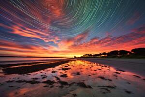 escénico crepúsculo paisaje de playa generativo ai foto