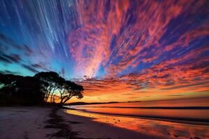 escénico crepúsculo paisaje de playa generativo ai foto