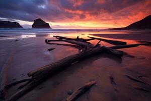 escénico crepúsculo paisaje de playa generativo ai foto