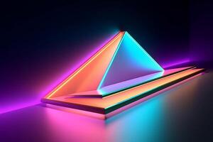 Sleek Modern Geometric Glowing Shapes Outline Background Generative AI photo