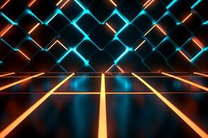 Sleek Modern Geometric Glowing Shapes Outline Background Generative AI photo