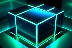 Sleek Modern Geometric Glowing Shapes Outline Background Generative AI photo