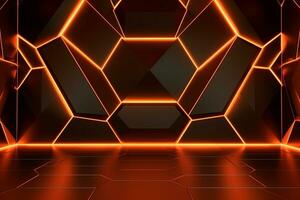 Sleek Modern Geometric Glowing Shapes Outline Background Generative AI photo