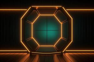 Sleek Modern Geometric Glowing Shapes Outline Background Generative AI photo