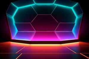 Sleek Modern Geometric Glowing Shapes Outline Background Generative AI photo