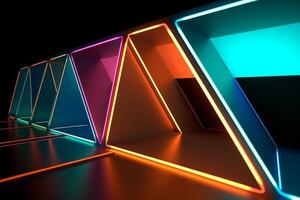 Sleek Modern Geometric Glowing Shapes Outline Background Generative AI photo