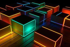 Sleek Modern Geometric Glowing Shapes Outline Background photo