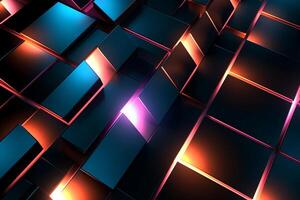 Sleek Modern Geometric Glowing Shapes Outline Background Generative AI photo