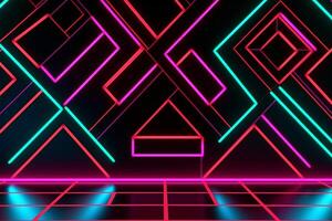 Sleek Modern Geometric Glowing Shapes Outline Background Generative AI photo