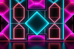 Sleek Modern Geometric Glowing Shapes Outline Background Generative AI photo