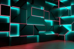 Sleek Modern Geometric Glowing Shapes Outline Background Generative AI photo