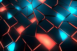 Sleek Modern Geometric Glowing Shapes Outline Background Generative AI photo