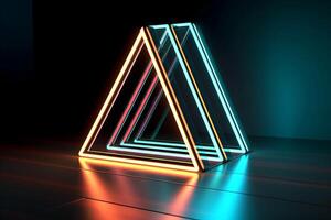 Sleek Modern Geometric Glowing Shapes Outline Background Generative AI photo