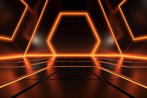 Sleek Modern Geometric Glowing Shapes Outline Background Generative AI photo