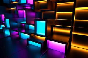 Sleek Modern Geometric Glowing Shapes Outline Background photo