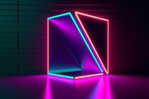 Sleek Modern Geometric Glowing Shapes Outline Background Generative AI photo