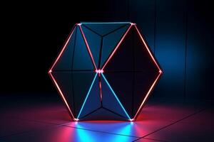 Sleek Modern Geometric Glowing Shapes Outline Background Generative AI photo