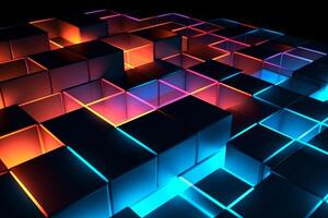 Sleek Modern Geometric Glowing Shapes Outline Background Generative AI photo