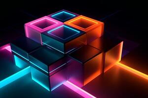 Sleek Modern Geometric Glowing Shapes Outline Background photo