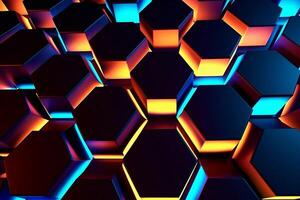 Sleek Modern Geometric Glowing Shapes Outline Background Generative AI photo