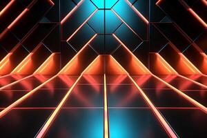 Sleek Modern Geometric Glowing Shapes Outline Background Generative AI photo