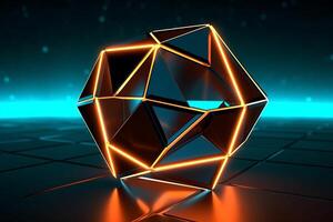 Sleek Modern Geometric Glowing Shapes Outline Background Generative AI photo