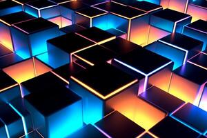 Sleek Modern Geometric Glowing Shapes Outline Background Generative AI photo