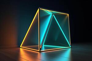 Sleek Modern Geometric Glowing Shapes Outline Background Generative AI photo