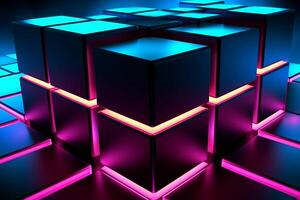 Sleek Modern Geometric Glowing Shapes Outline Background Generative AI photo