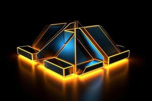 Sleek Modern Geometric Glowing Shapes Outline Background Generative AI photo