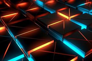 Sleek Modern Geometric Glowing Shapes Outline Background Generative AI photo