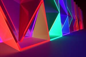 Sleek Modern Geometric Glowing Shapes Outline Background Generative AI photo