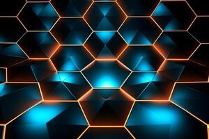 Sleek Modern Geometric Glowing Shapes Outline Background Generative AI photo