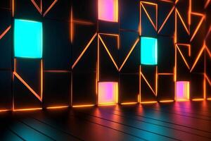 Sleek Modern Geometric Glowing Shapes Outline Background Generative AI photo