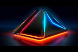 Sleek Modern Geometric Glowing Shapes Outline Background Generative AI photo