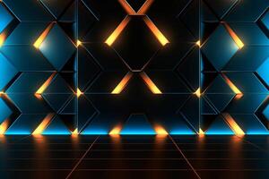 Sleek Modern Geometric Glowing Shapes Outline Background Generative AI photo