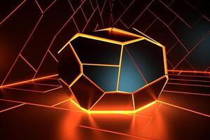 Sleek Modern Geometric Glowing Shapes Outline Background Generative AI photo