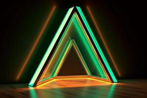 Sleek Modern Geometric Glowing Shapes Outline Background Generative AI photo