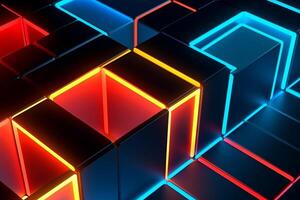 Sleek Modern Geometric Glowing Shapes Outline Background Generative AI photo