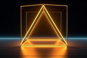 Sleek Modern Geometric Glowing Shapes Outline Background Generative AI photo