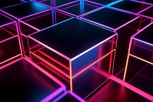 Sleek Modern Geometric Glowing Shapes Outline Background Generative AI photo