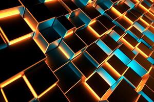 Sleek Modern Geometric Glowing Shapes Outline Background Generative AI photo