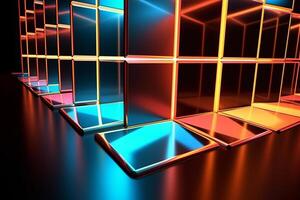 Sleek Modern Geometric Glowing Shapes Outline Background photo